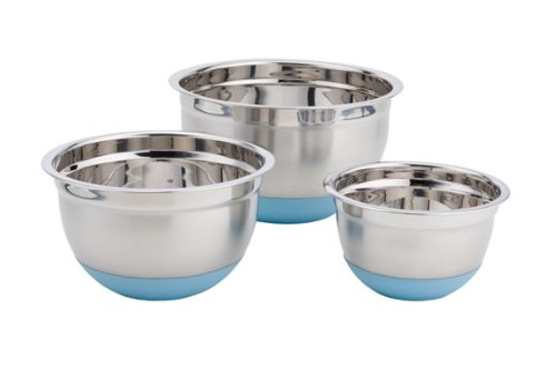 Set of 3 stainless steel mixing bowls w/silicone bases