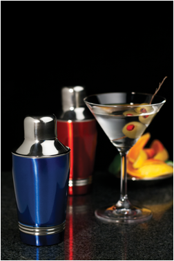 2pc Mini cocktail shaker - 250ml - blue & red