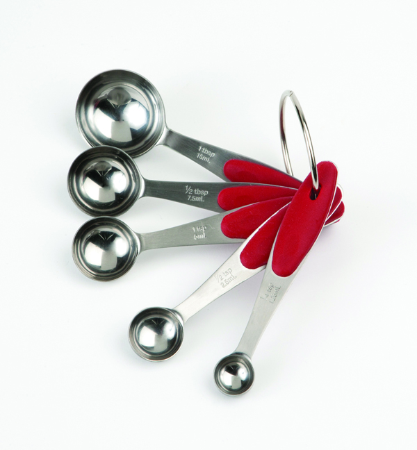 1748 5 pc Measuring Spoons Red