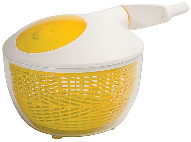 Yellow compact salad spinner