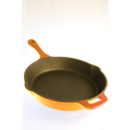 12 in Cast iron Deep Fry pan- yellow