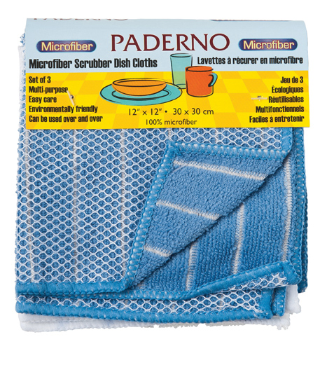 Paderno 3353 Microfiber dish cloth set of 3 - blue