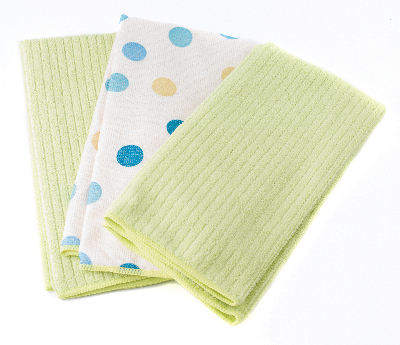 Microfiber Tea Towel - Set of 3 - green polka dots
