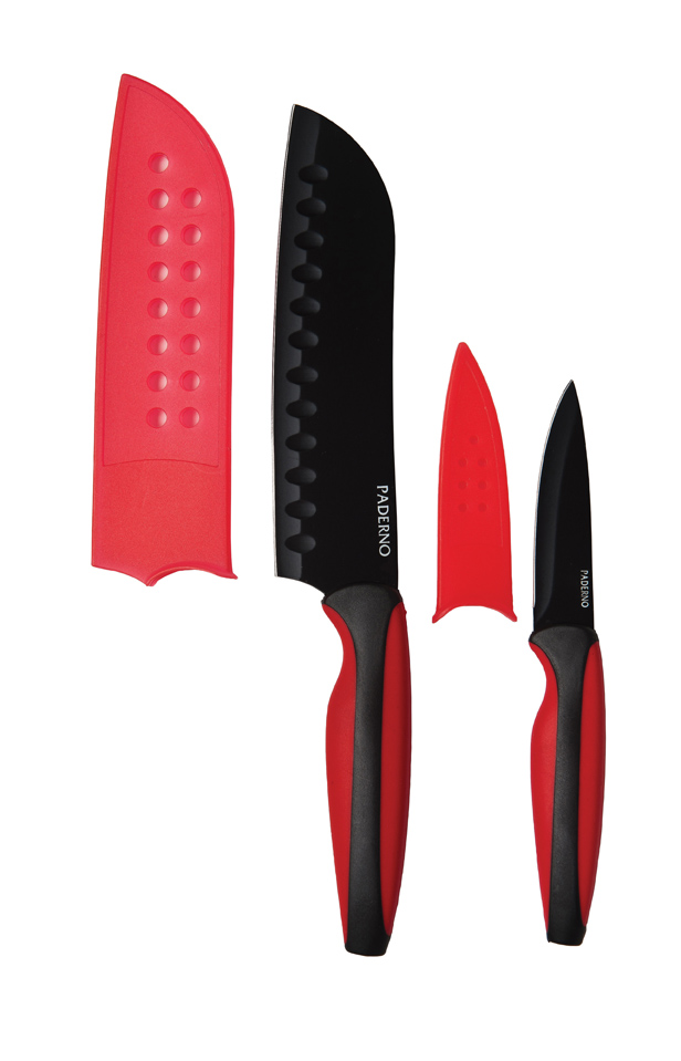 N/S Paring & Santoku Knife Set - Red