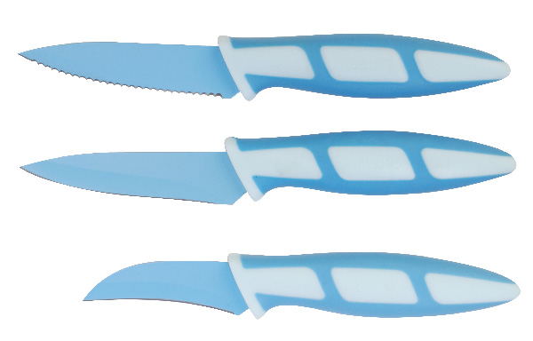 3pc paring knife w/sheaths - Blue
