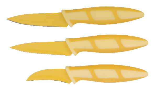 3pc paring knife w/sheaths - Yellow