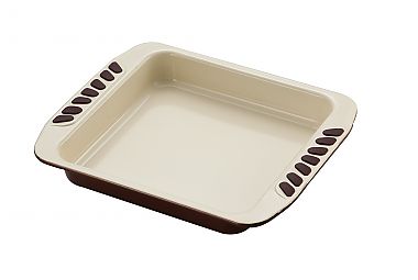8in Eco green steel square cake pan w/ceramic non stick coating