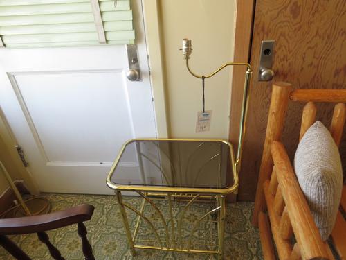 Brass Glass Side Table with Lamp 