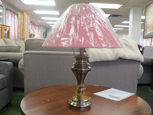 Metal Table Lamp w Pink Shade