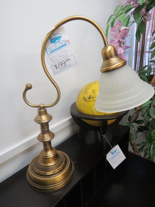 Century Lighting Brass Lamp w Glass Shade